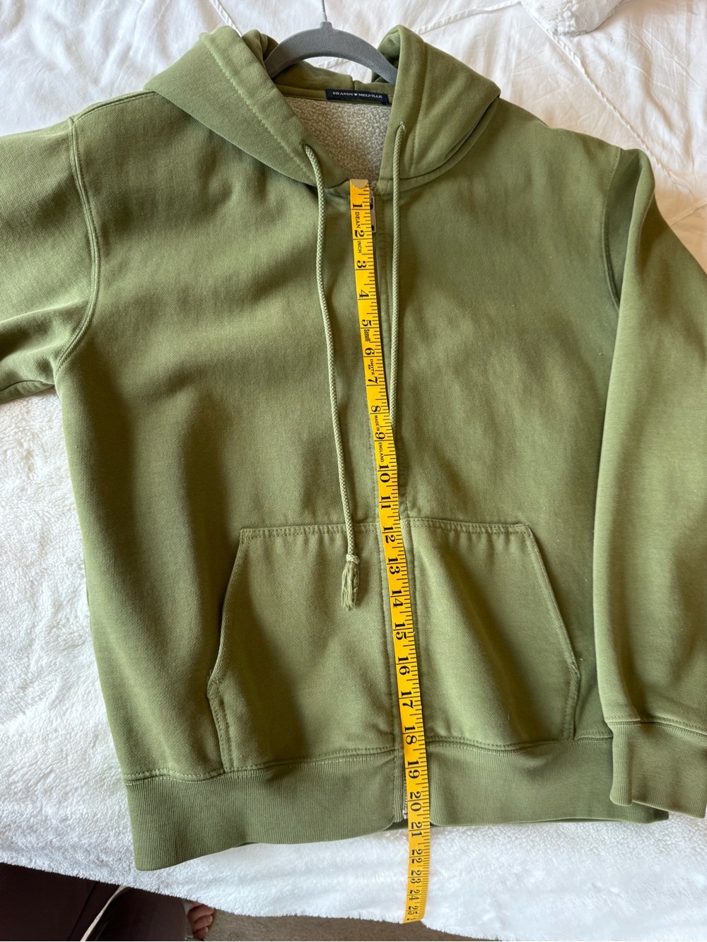 Brandy Melville Olive Green Sherpa-Lined Zip Hoodie A11 - Picture 5 of 7